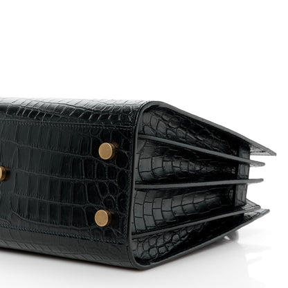 Saint Laurent Calfskin Crocodile Embossed Baby Sac De Jour Black 11 of 12