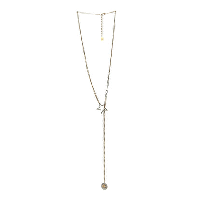 Christian Dior Metal Crystal Star J'Adior Long Necklace Aged Gold 1 of 5