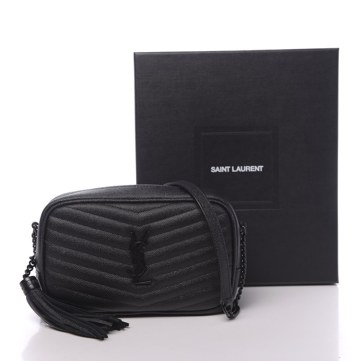 Saint Laurent Grain De Poudre Matelasse Monogram Mini Lou Camera Bag Black 12 of 12