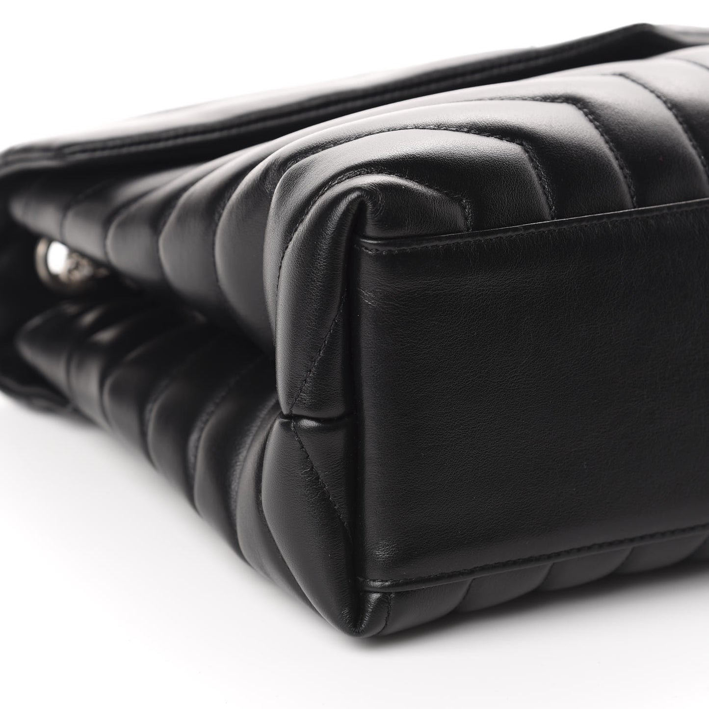 Calfskin Y Quilted Monogram Medium Loulou Chain Satchel Black