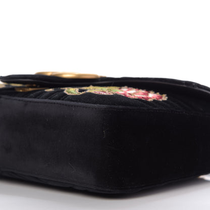 Gucci Velvet Matelasse Loved Embroidered Medium GG Marmont Shoulder Bag Black 7 of 9