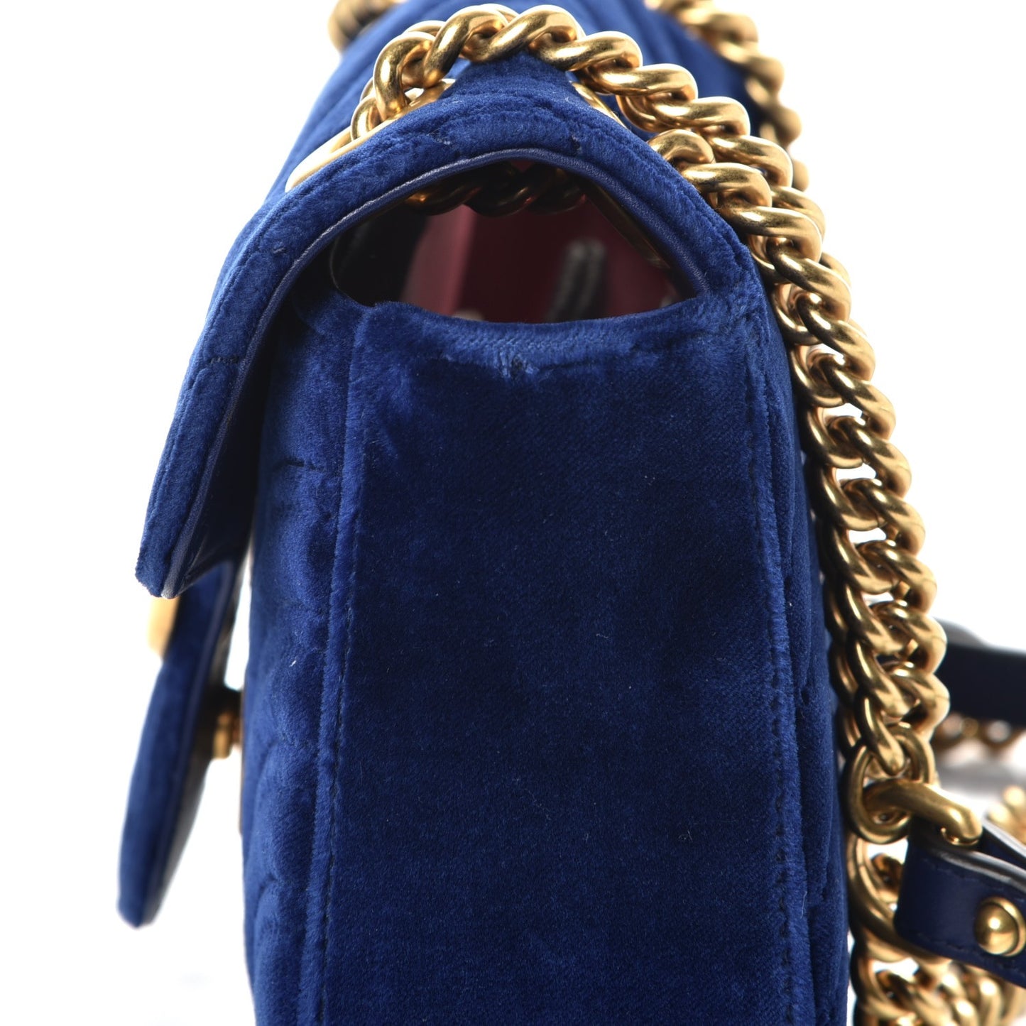 Velvet Matelasse Mini GG Marmont Shoulder Bag Cobalt Blue
