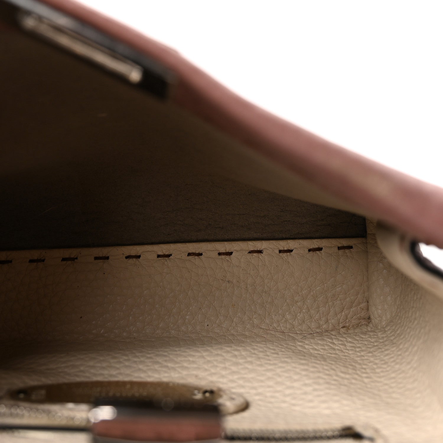 Fendi Cuoio Romano Selleria Bi-Color Mini Peekaboo Iconic Satchel English Rose Camelia 5 of 9