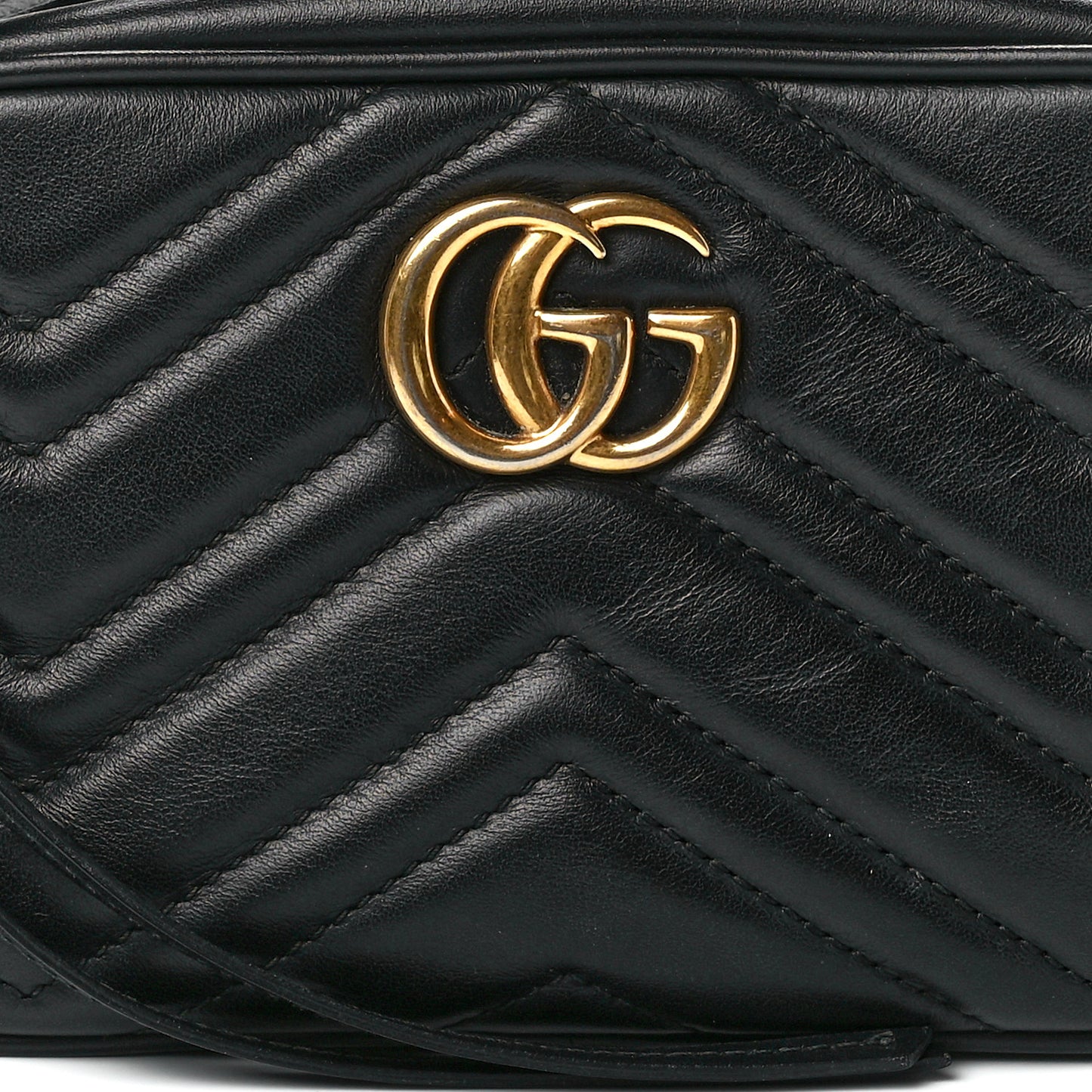 Calfskin Matelasse Mini GG Marmont Chain Shoulder Bag Black