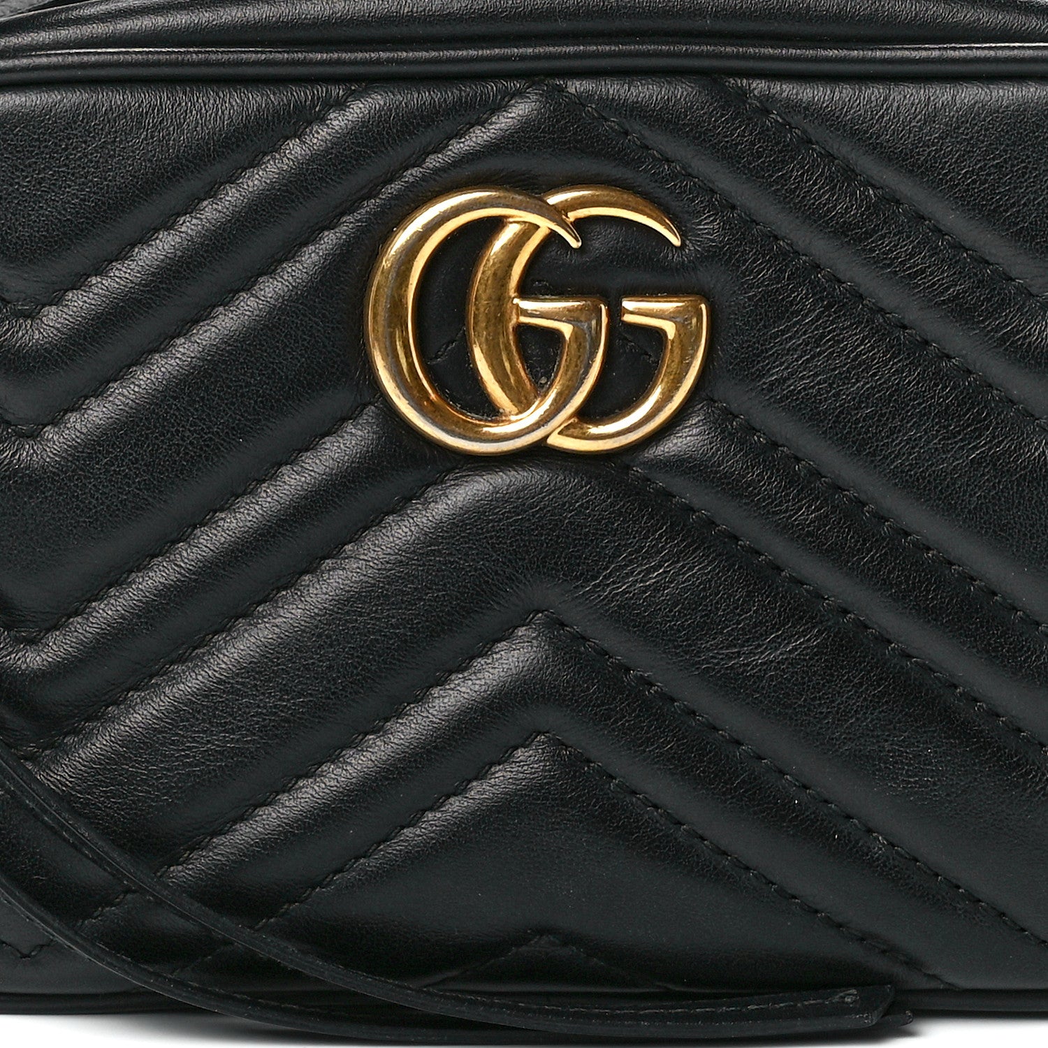Gucci Calfskin Matelasse Mini GG Marmont Chain Shoulder Bag Black 10 of 13