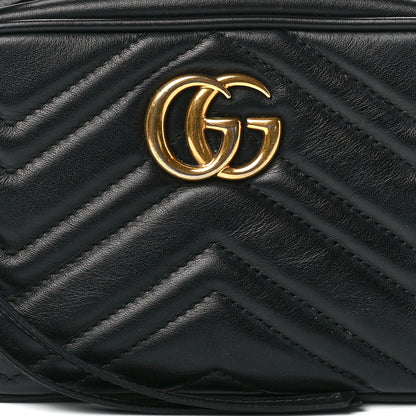 Gucci Calfskin Matelasse Mini GG Marmont Chain Shoulder Bag Black 10 of 13