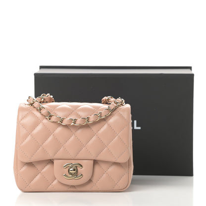 Chanel Lambskin Quilted Mini Square Flap Beige 11 of 12