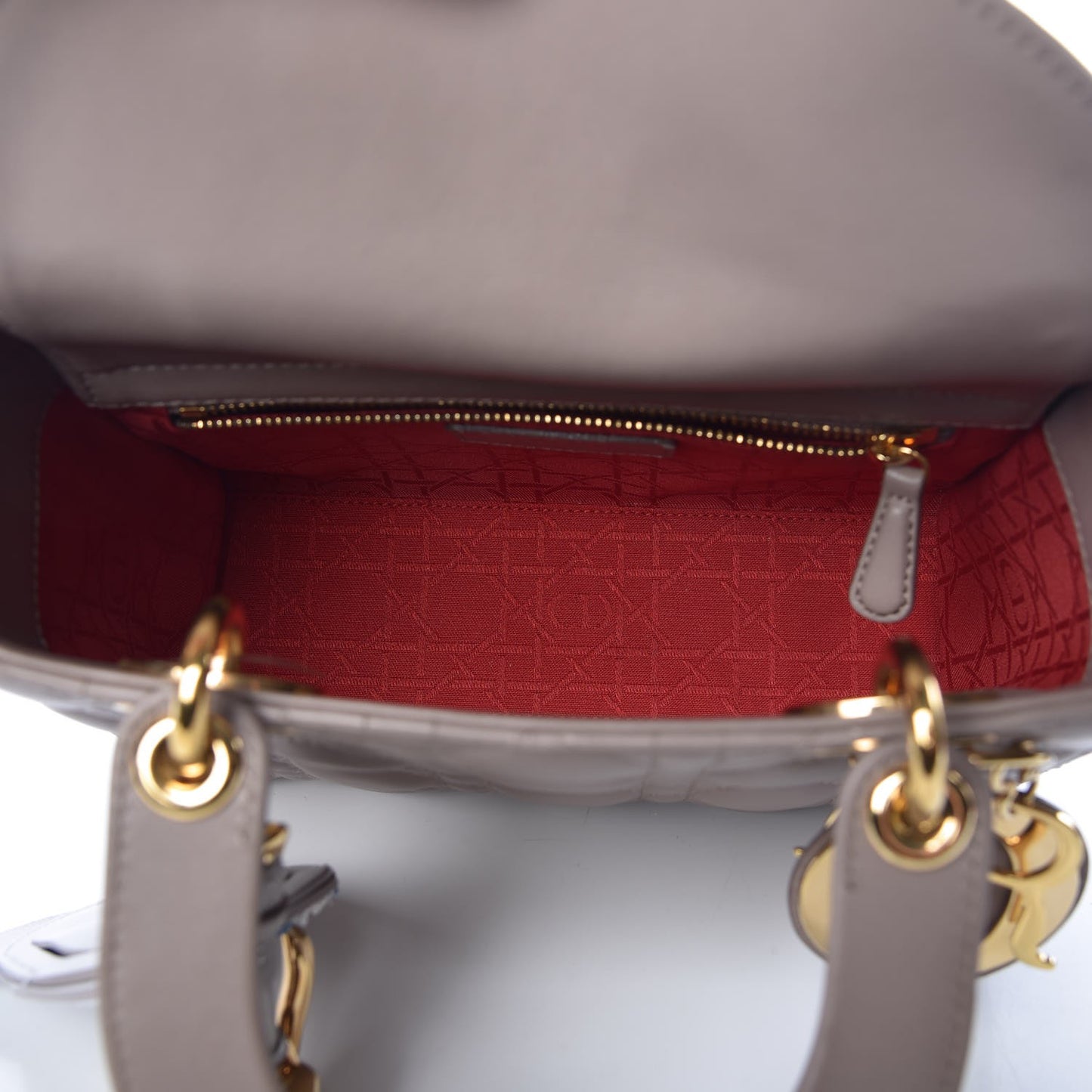 Lambskin Cannage Small Jeweled Swan Lady Dior Taupe