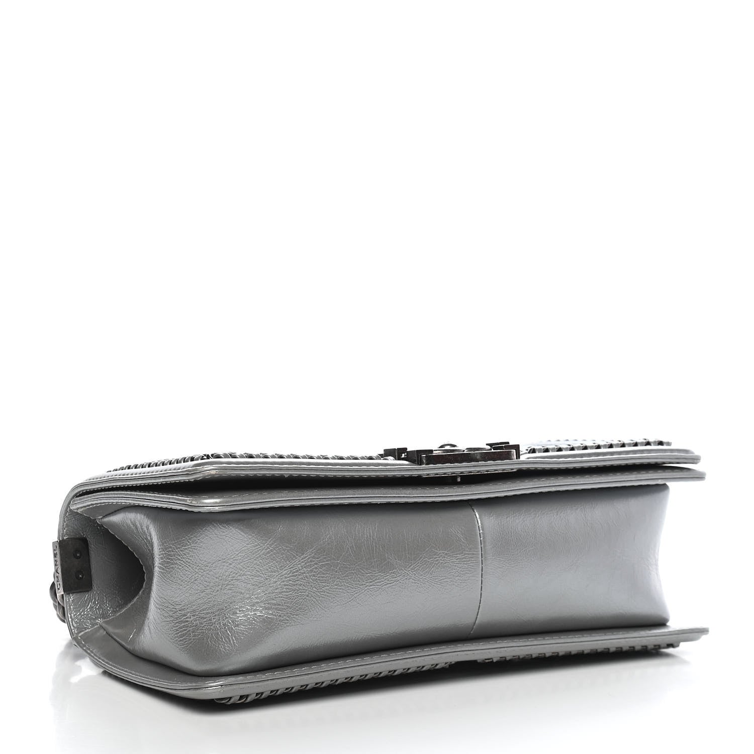 Chanel Metallic Aged Calfskin Quilted Medium Top Handle Boy Flap Silver 4 of 9