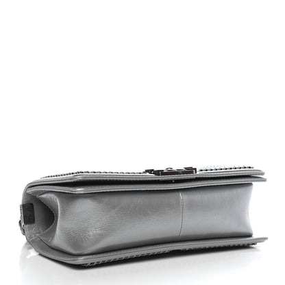 Chanel Metallic Aged Calfskin Quilted Medium Top Handle Boy Flap Silver 4 of 9