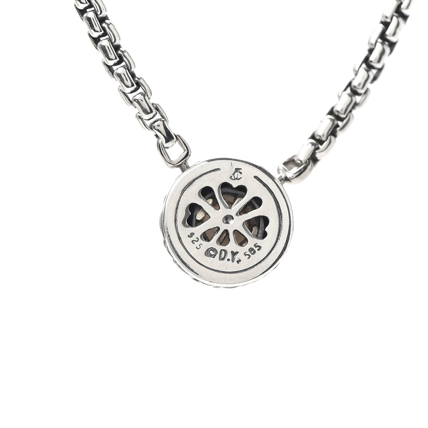 Sterling Silver 14K Yellow Gold Pearl 12mm Cookie Pendant Necklace