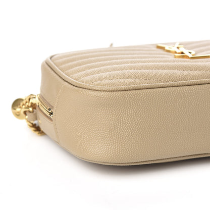 Saint Laurent Grain De Poudre Matelasse Monogram Mini Lou Camera Bag Dark Beige 8 of 10