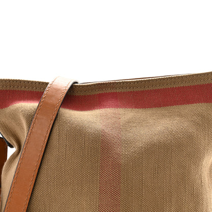 Burberry Canvas Mega Check Mini Ashby Hobo Saddle Brown 8 of 12