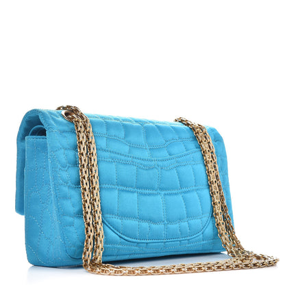 Chanel Satin Coco's Croc 2.55 Reissue 225 Flap Turquoise 3 of 8