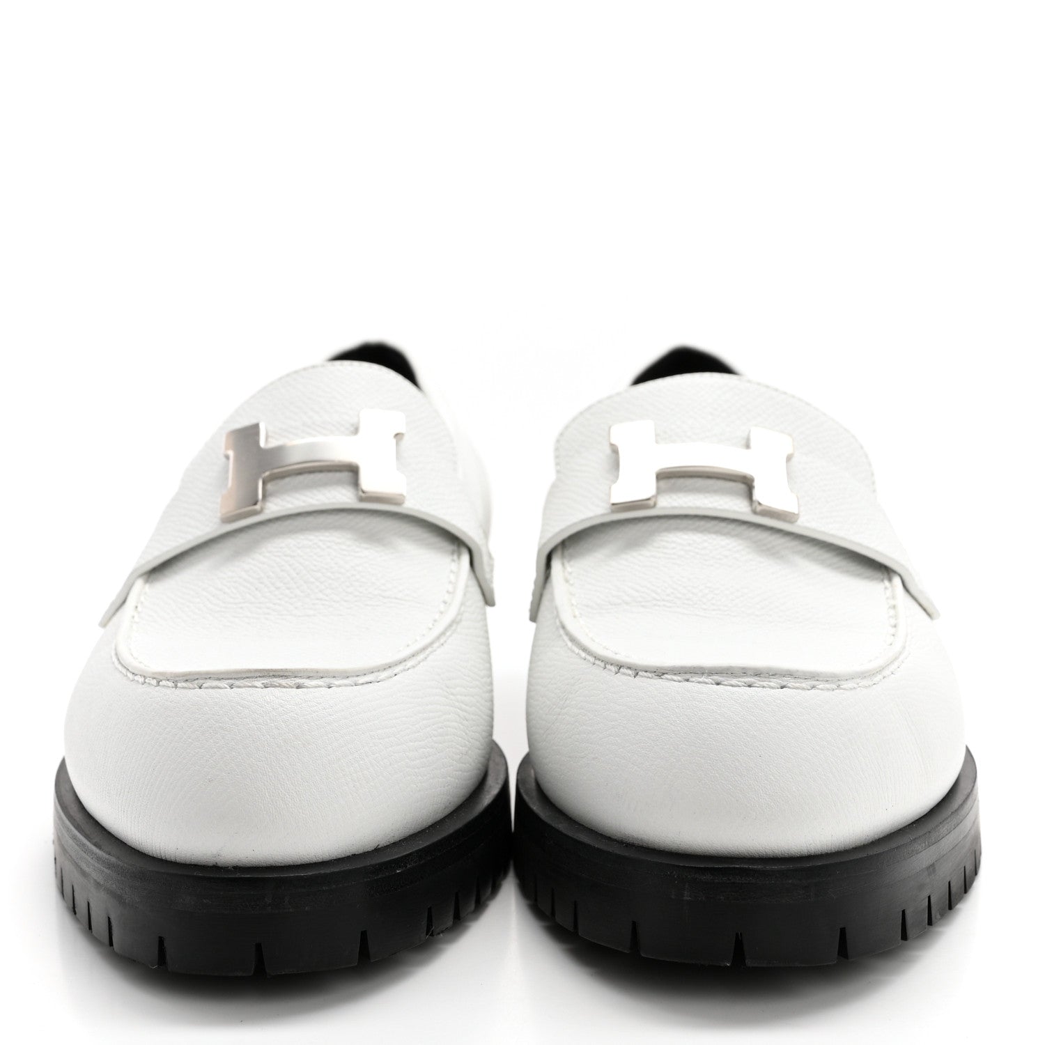 Hermes Epsom Womens Faubourg Loafers 38 White 2 of 9