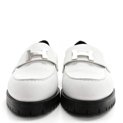 Hermes Epsom Womens Faubourg Loafers 38 White 2 of 9