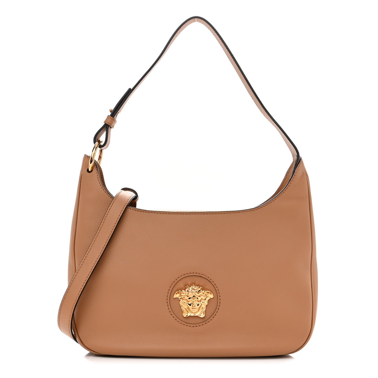 Versace Calfskin La Medusa Medium Hobo Crossbody Brown 1 of 9