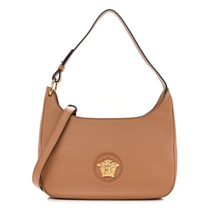 Versace Calfskin La Medusa Medium Hobo Crossbody Brown 1 of 9