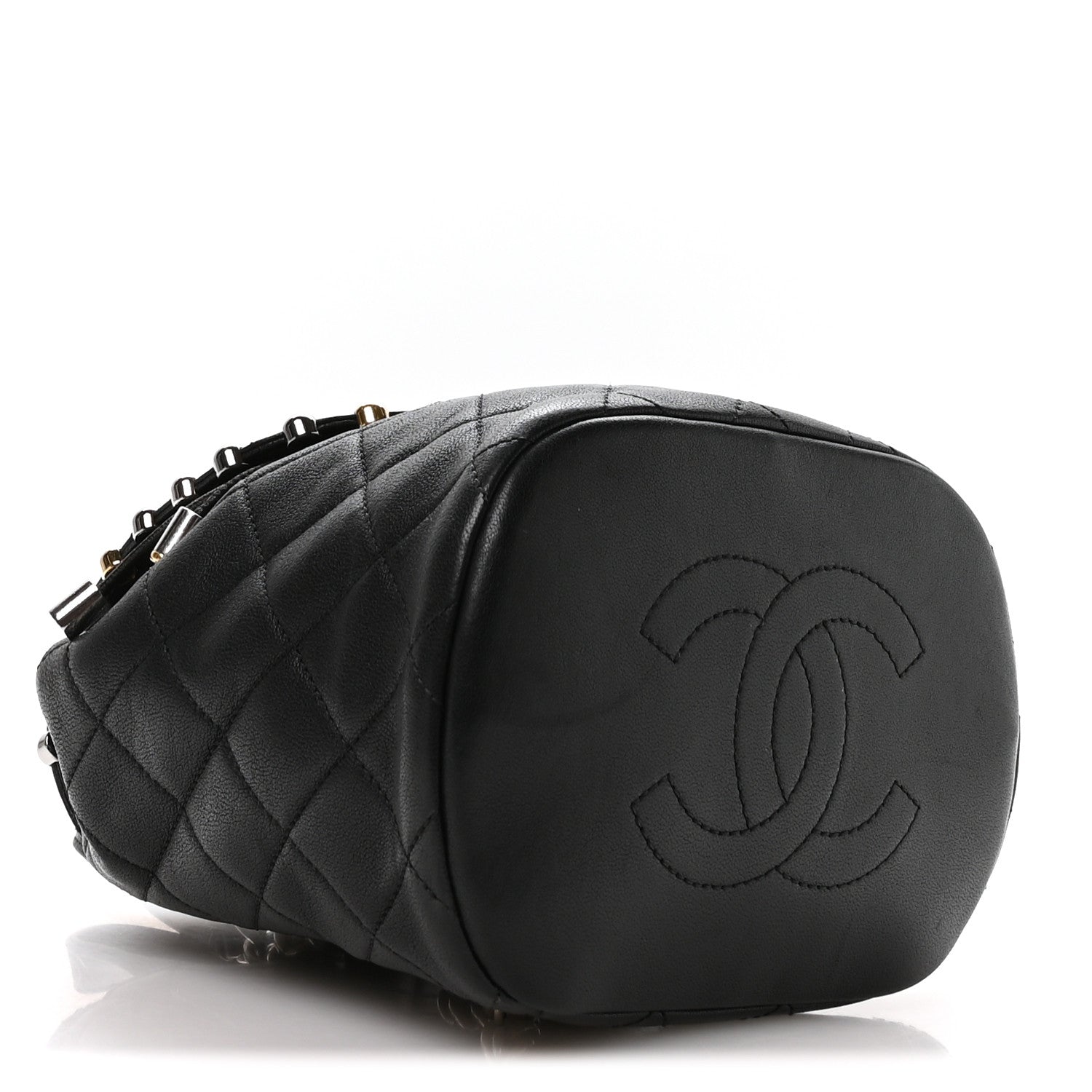 Chanel Lambskin Quilted Metallic Bubble Backpack Black 3 of 9