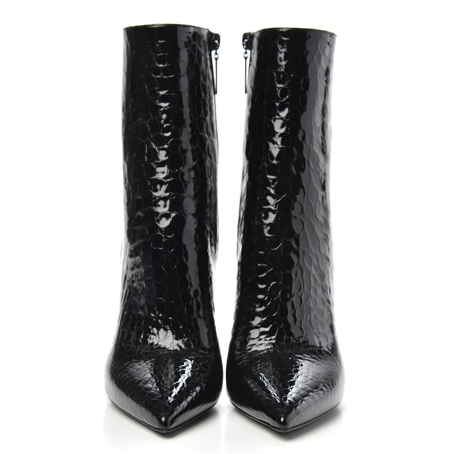 Alligator Embossed Patent Calfskin Opyum 110 Ankle Boots 37 Black