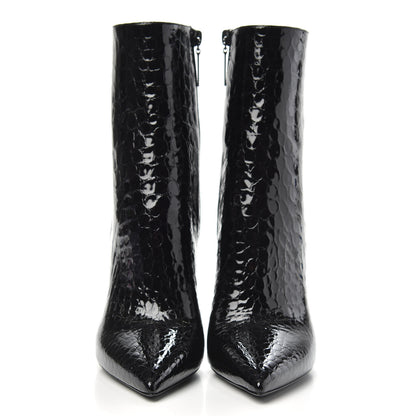 Saint Laurent Alligator Embossed Patent Calfskin Opyum 110 Ankle Boots 37 Black 2 of 8