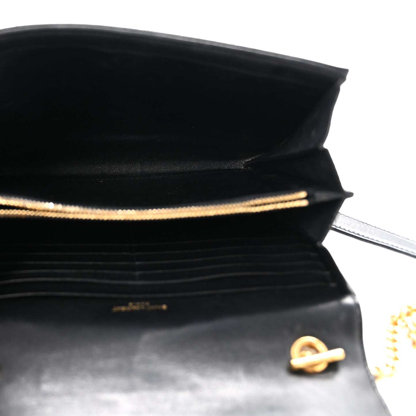 Lambskin Matelasse Monogram Vicky Chain Wallet Black