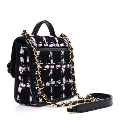 Chanel Tweed Calfskin School Memory Mini Top Handle Flap Black Pink White 3 of 10