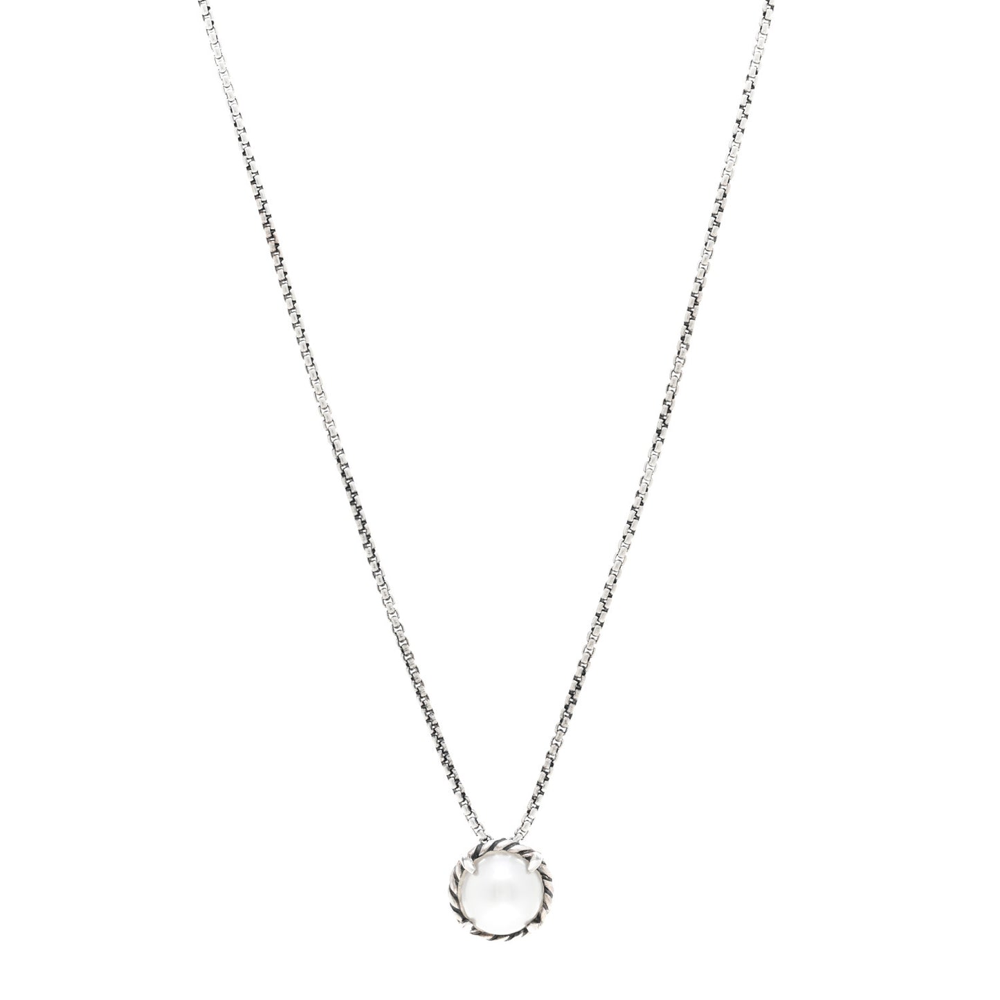 Sterling Silver Pearl 8mm Petite Chatelaine Pendant Necklace
