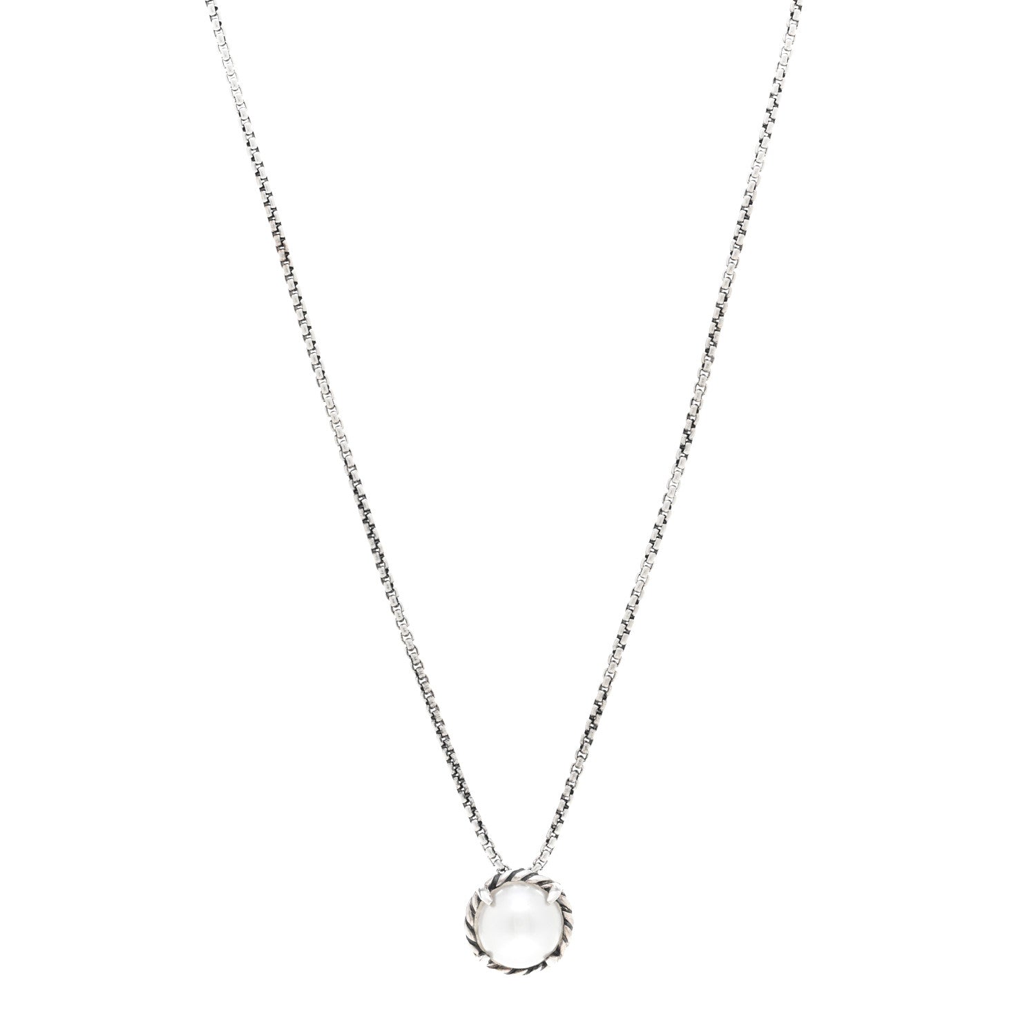 David Yurman Sterling Silver Pearl 8mm Petite Chatelaine Pendant Necklace 1 of 4