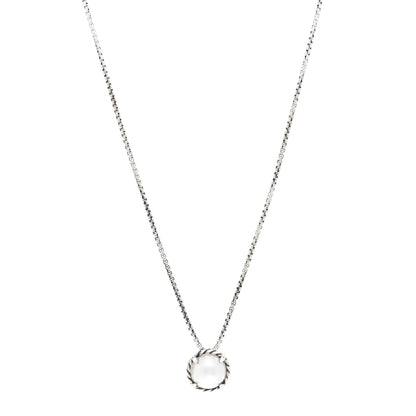 David Yurman Sterling Silver Pearl 8mm Petite Chatelaine Pendant Necklace 1 of 4