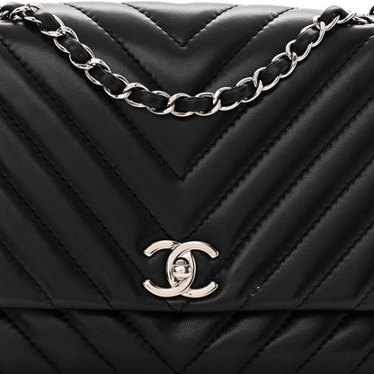 Chanel Lambskin Surpique Chevron Medium Single Flap Black 8 of 10