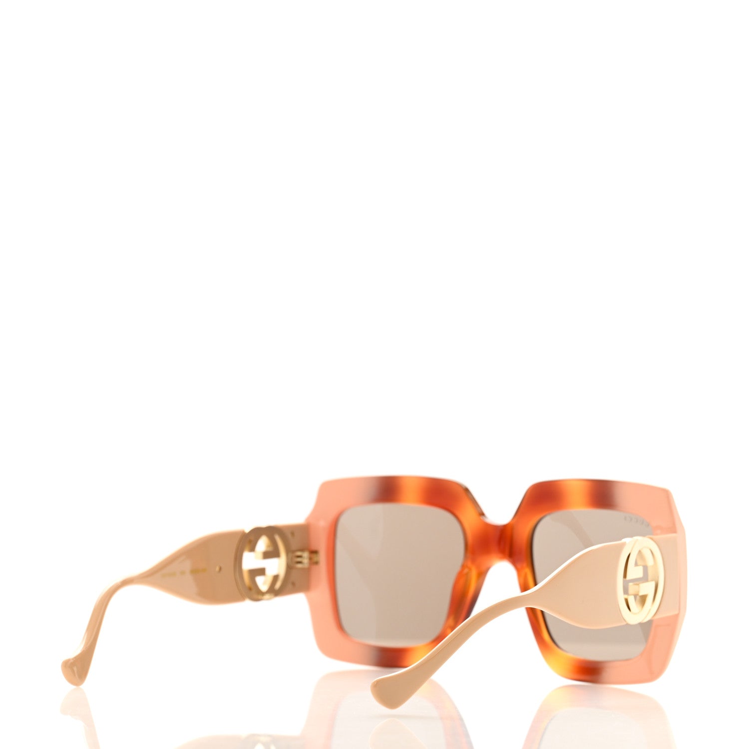 Gucci Acetate Square Frame Chain Sunglasses GG1022S Brown 4 of 8