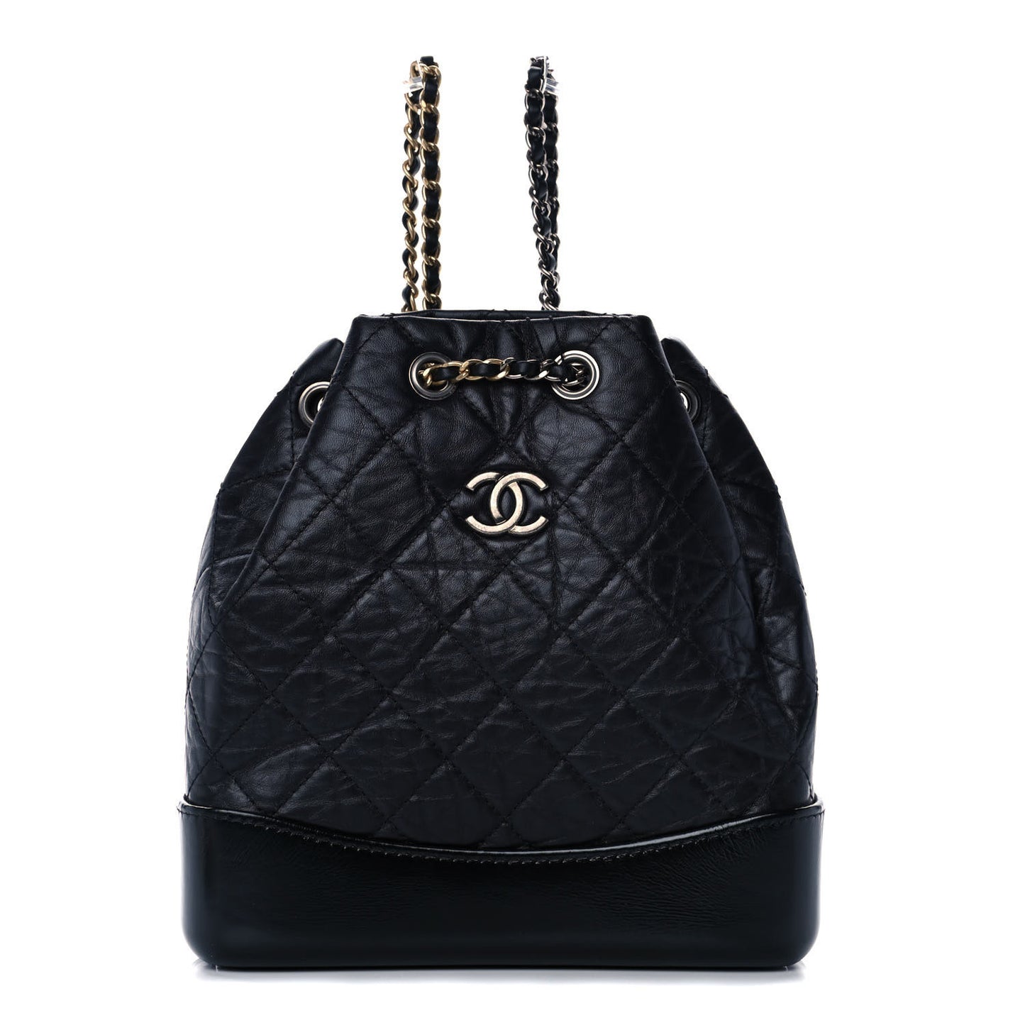 Aged Calfskin Quilted Small Gabrielle Backpack Black