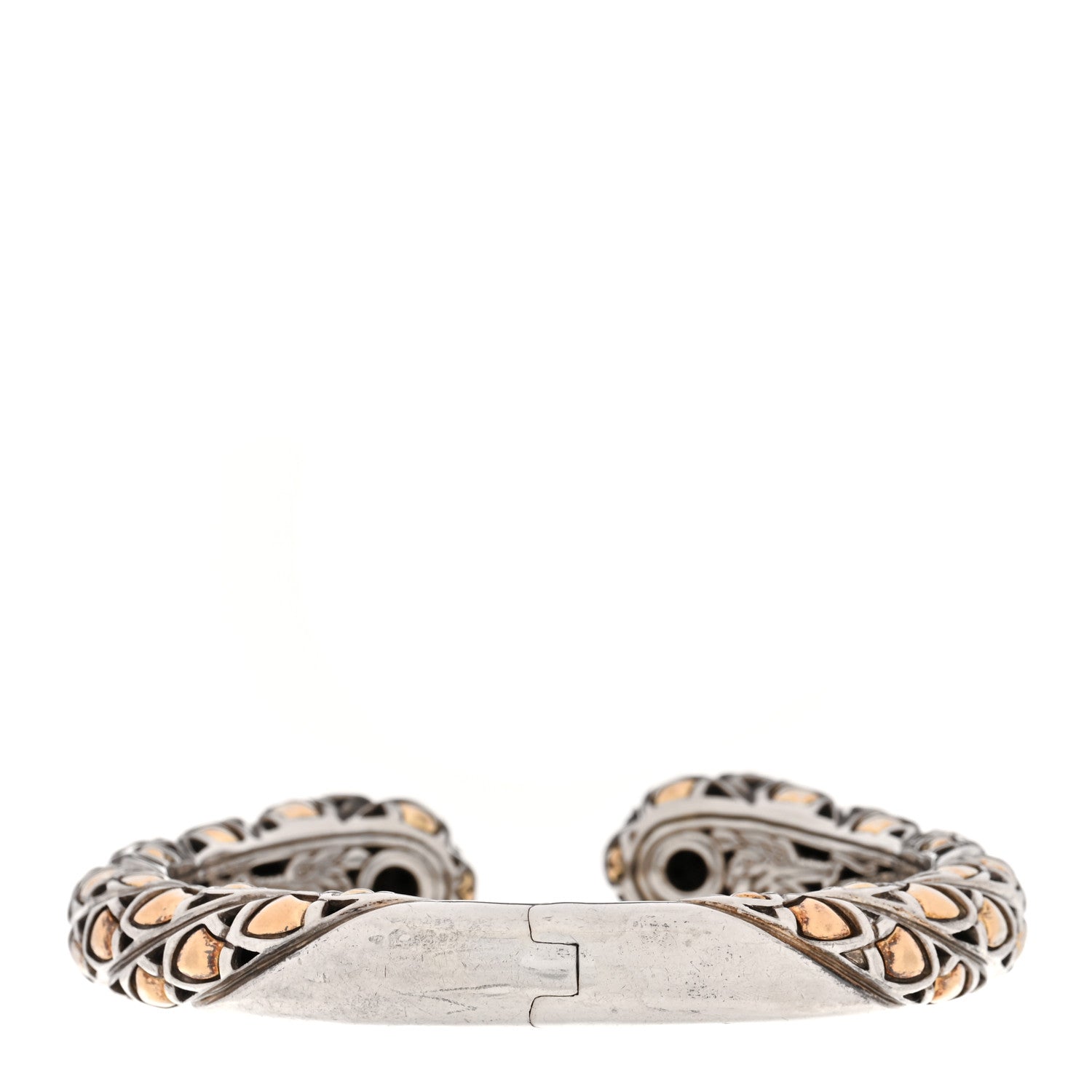 John Hardy Sterling Silver 18K Yellow Gold Black Sapphire Legends Naga Cuff Bracelet 2 of 3