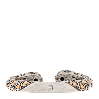 John Hardy Sterling Silver 18K Yellow Gold Black Sapphire Legends Naga Cuff Bracelet 2 of 3
