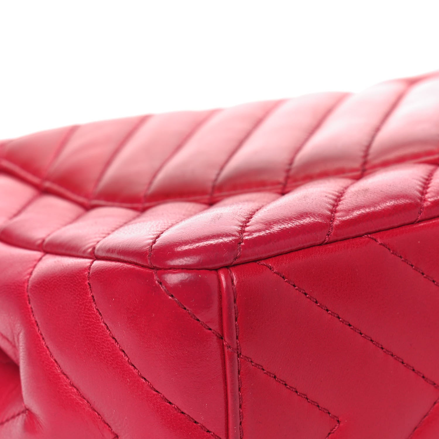 Chanel Lambskin Chevron Quilted Maxi Single Flap Dark Pink 8 of 9