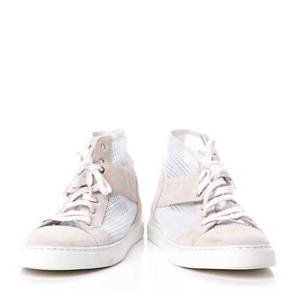 Chanel Fabric Mesh Suede Calfskin High Top Sneakers 41 White 7 of 13