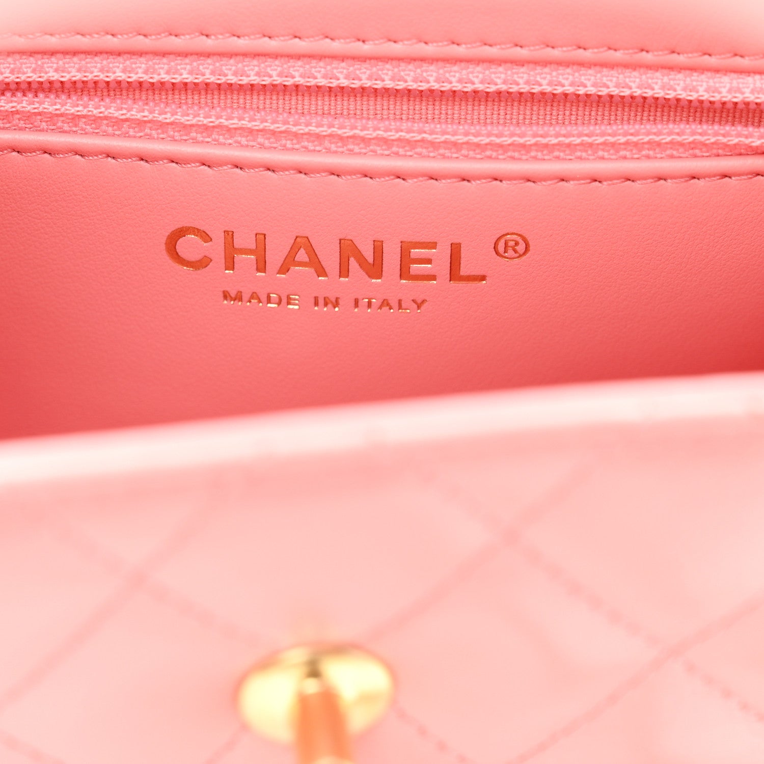 Chanel Shiny Aged Calfskin Quilted Nano Kelly Shopper Coral Pink 6 of 10
