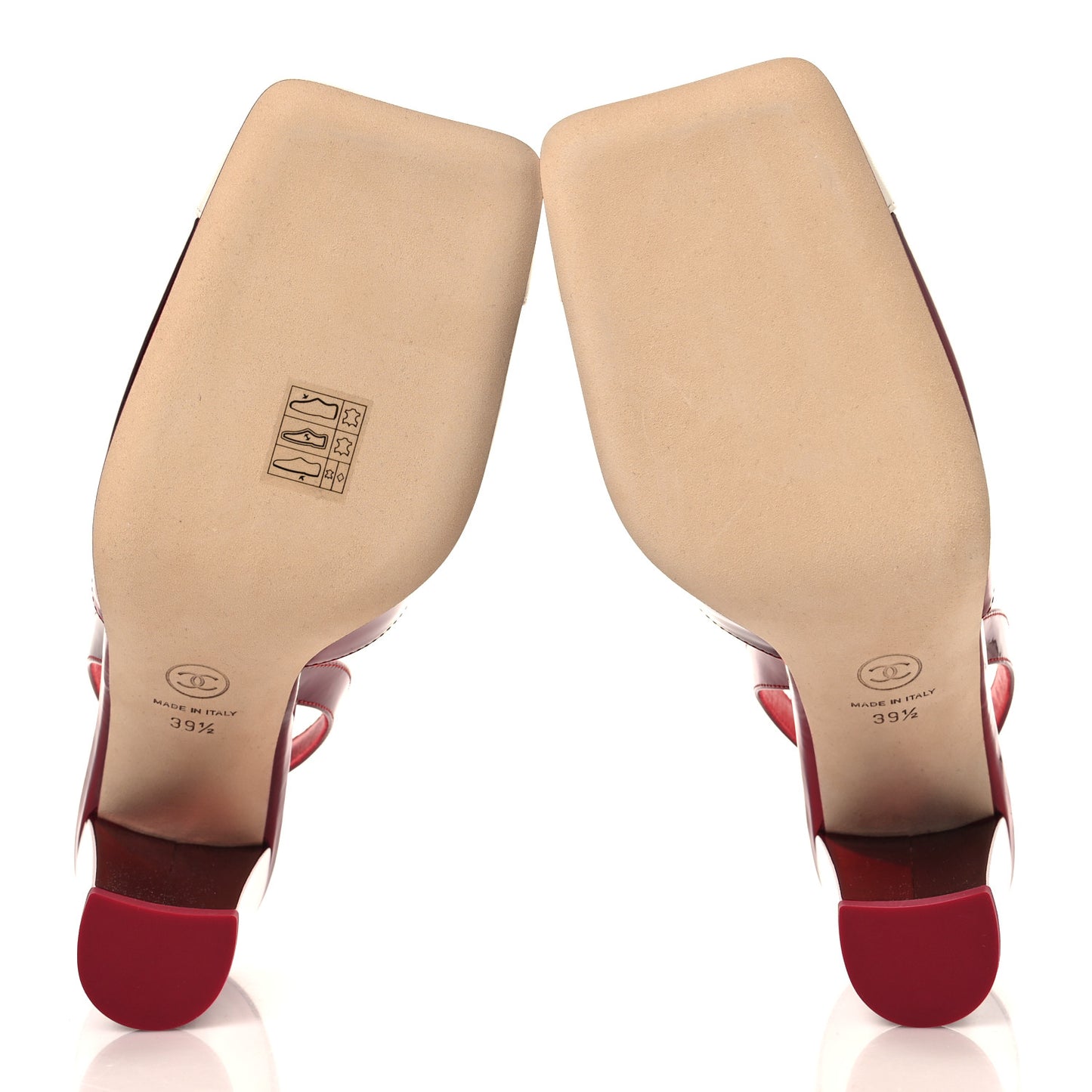 Laminated Calfskin Lambskin Cap Toe CC Slingback Pumps 39.5 Red Ivory