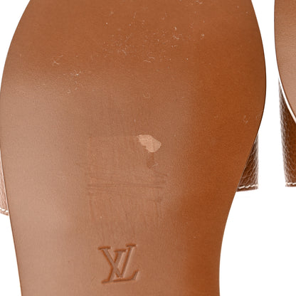 Louis Vuitton Calfskin Lock It Flat Mule 38 Cognac 9 of 9