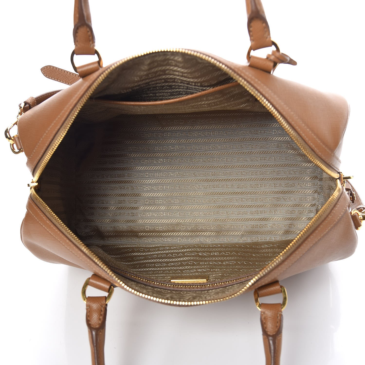 Prada Saffiano Lux Bowler Caramel 6 of 12