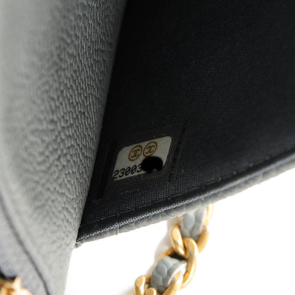 Chanel Caviar Quilted Boy Wallet On Chain WOC Grey 7 of 8
