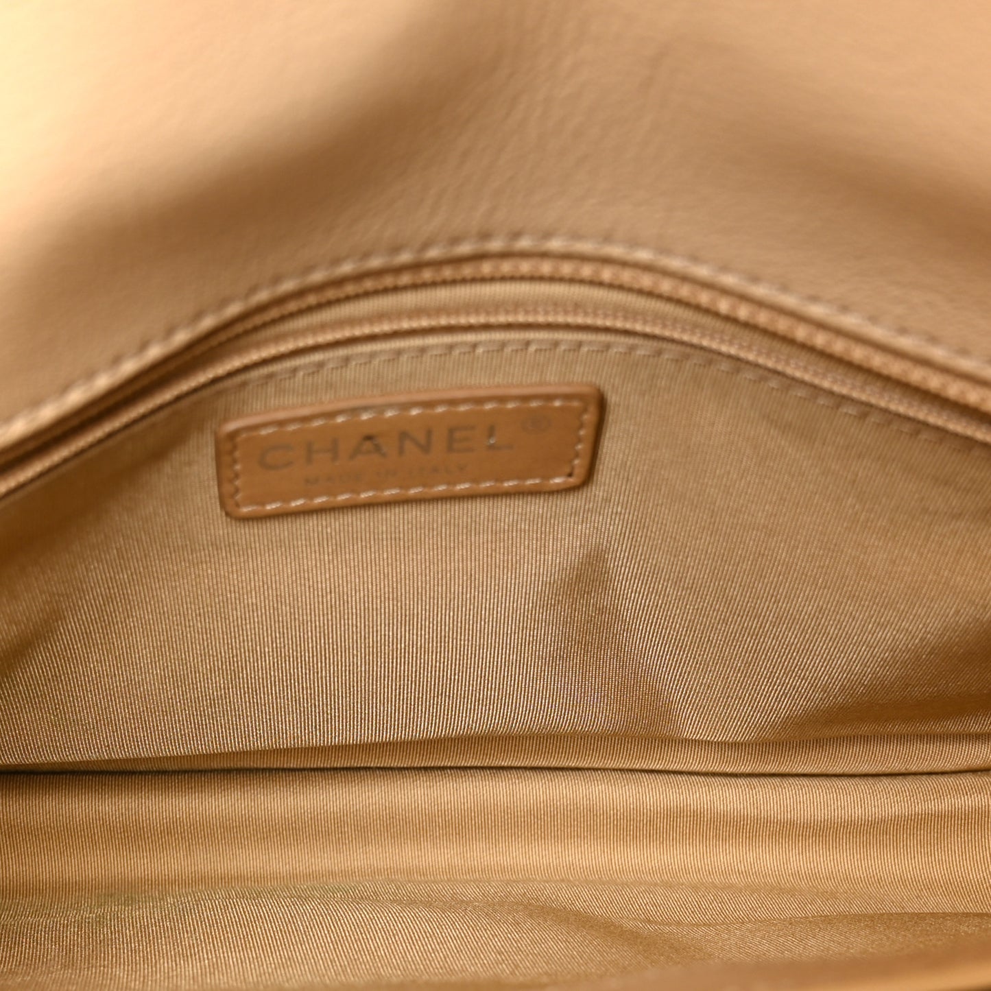 Lambskin Quilted Large Natural CC Flap Beige