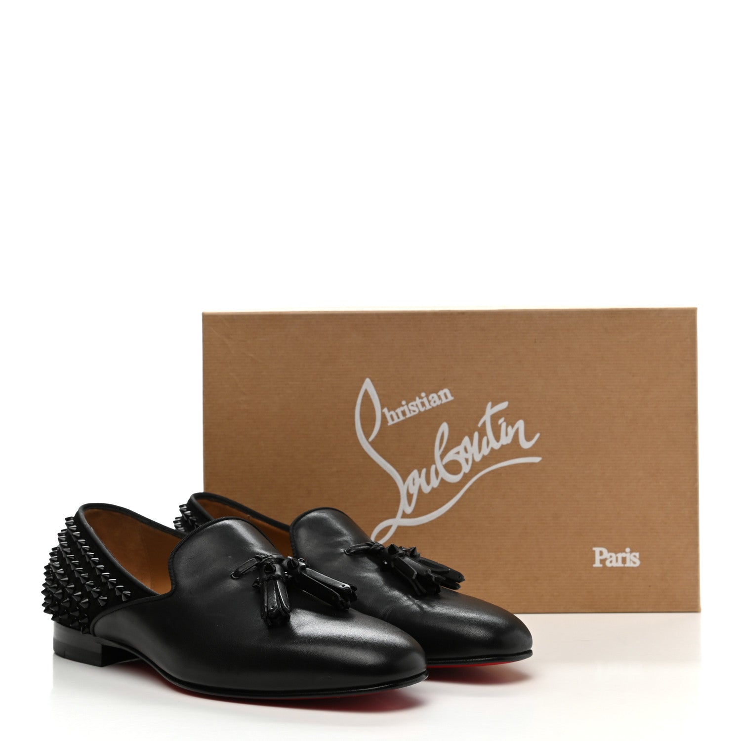 Christian Louboutin Calfskin Spikes Mens Tassilo Flat Mocasin Loafer 40 Black 11 of 11