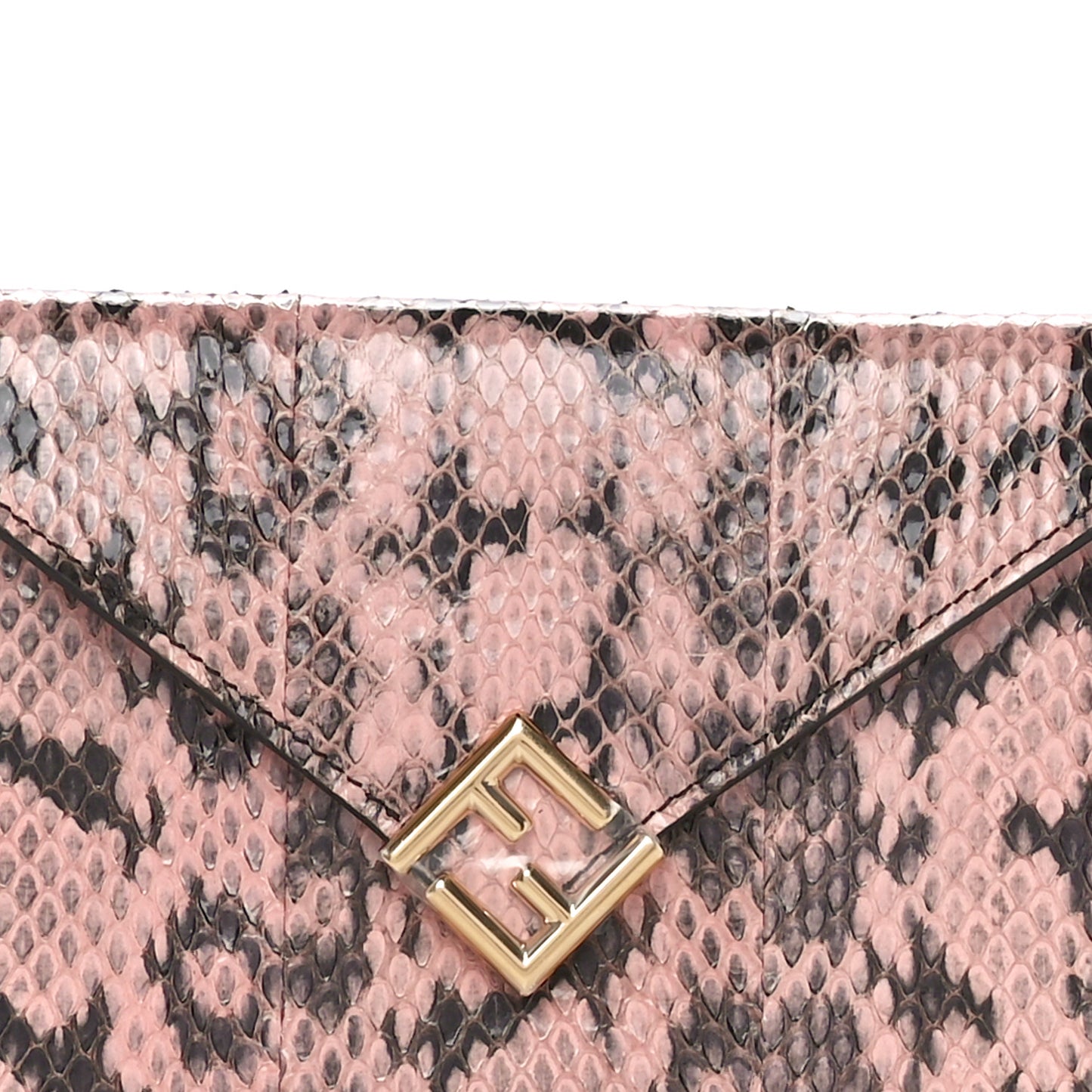 Snakeskin F is Fendi Medium Flat Envelope Pouch Rose Oro