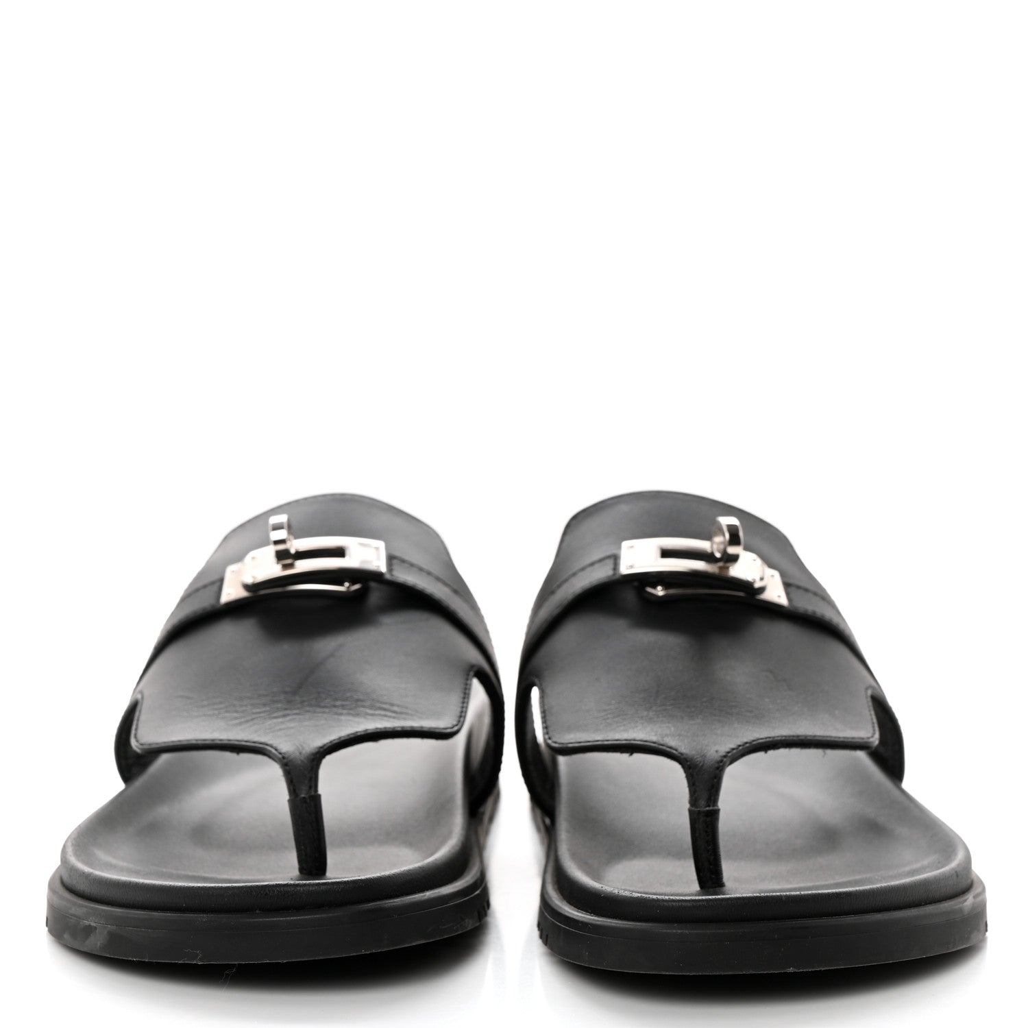 Hermes Calfskin Womens Empire Sandals 38 Black 2 of 9