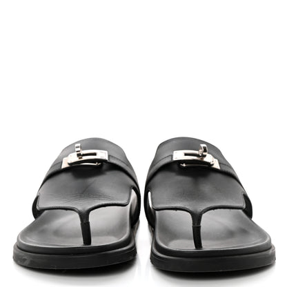 Hermes Calfskin Womens Empire Sandals 38 Black 2 of 9