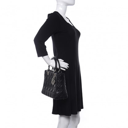 Christian Dior Lambskin Cannage Medium Lady Dior Black 2 of 13
