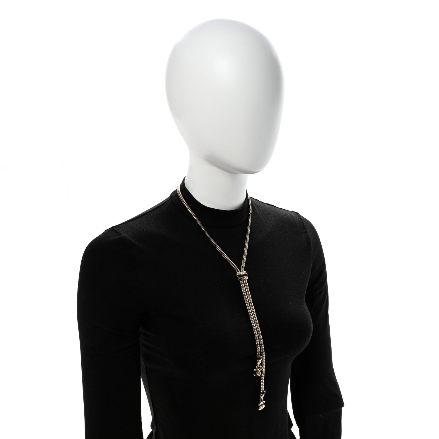 Chanel Lambskin CC Turnlock Necklace Gold Black 2 of 6