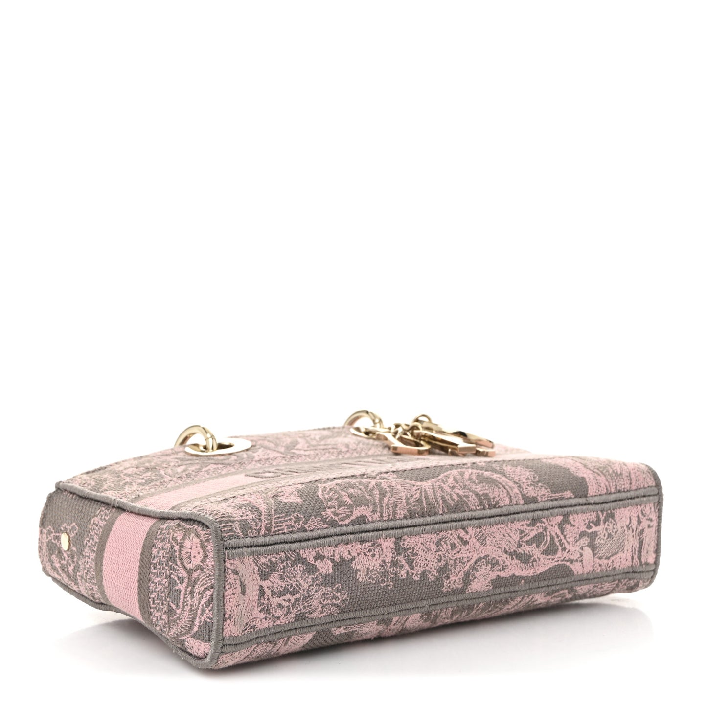 Canvas Toile De Jouy Embroidered Medium Lady D-Joy Gray Pink